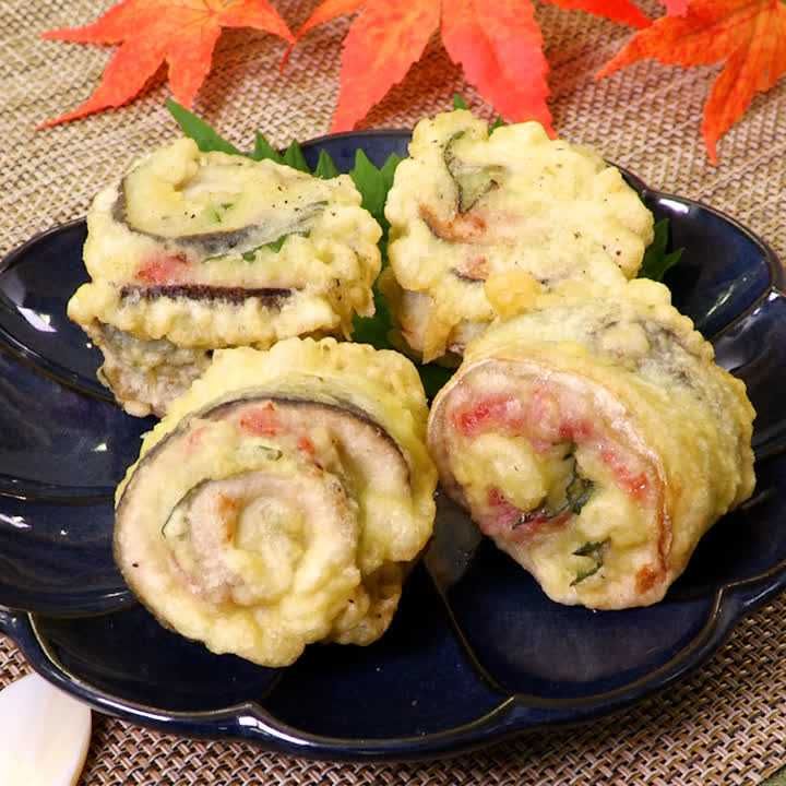 サンマの梅しそロール揚げ