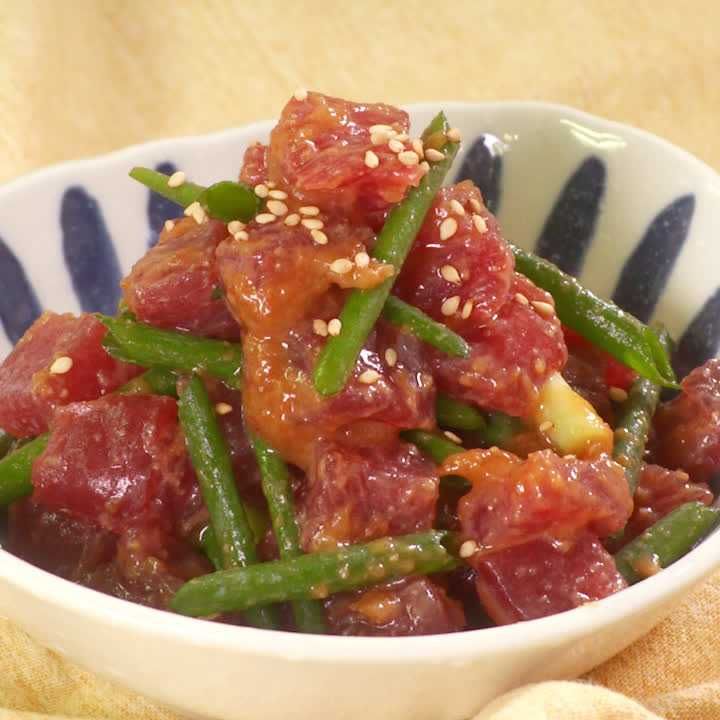 まぐろと細ねぎの梅みそ和え