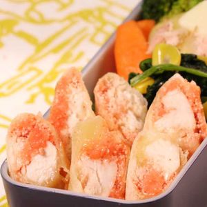 「揚げない明太チーズ春巻き弁当」のレシピ動画