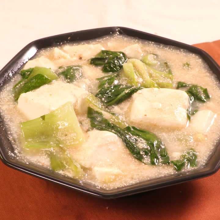 チンゲン菜と豆腐の明太子あん