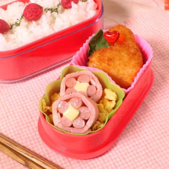 お花のベーコン巻き