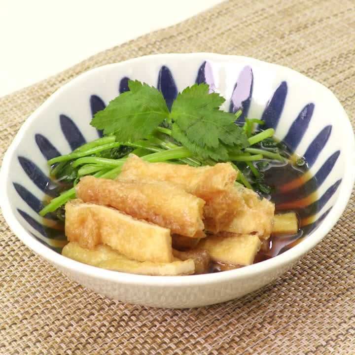 三つ葉と油揚げのめんつゆお浸し