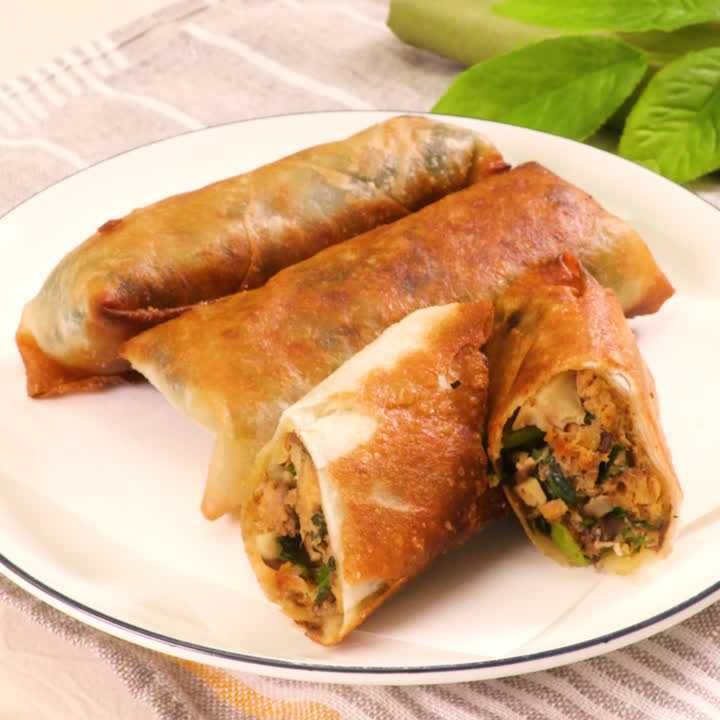 小松菜とサバ缶の春巻き