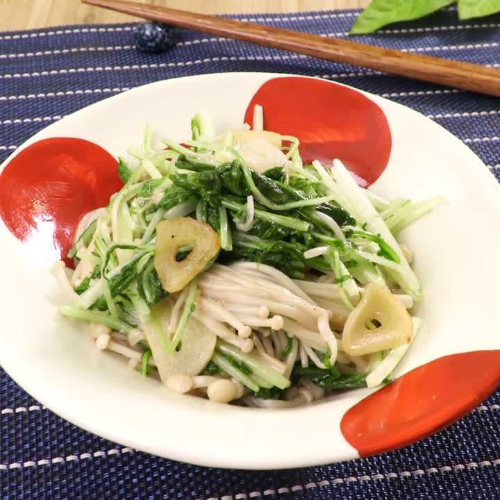 水菜とえのきのにんにく炒め