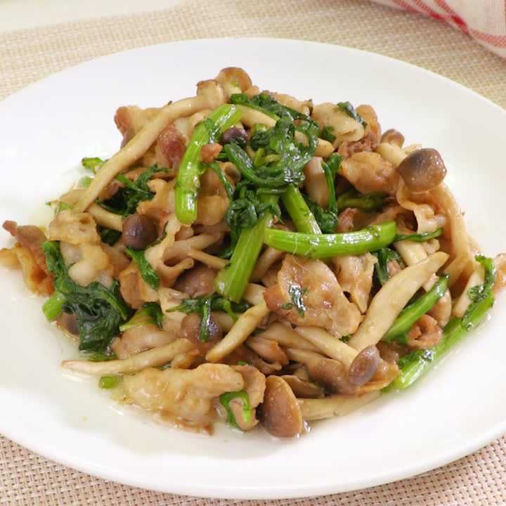 豚肉と春菊のみそ炒め