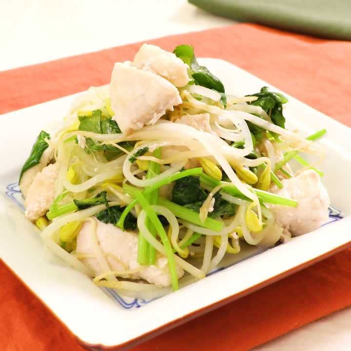 鶏肉と三つ葉の中華炒め