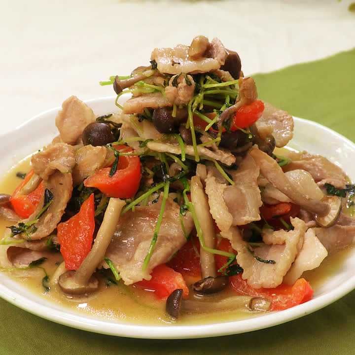 豚肉と豆苗のマヨジンジャー炒め