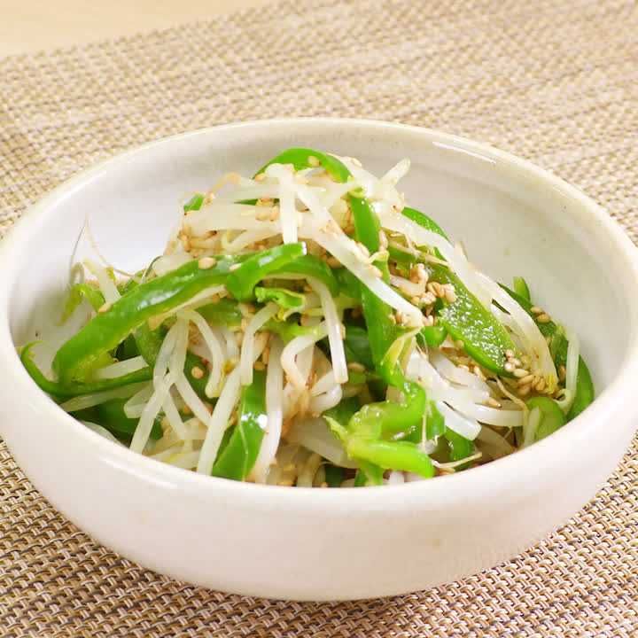 もやしとピーマンの胡麻和え