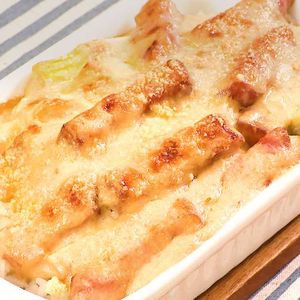 「ねぎとベーコンのみそクリームドリア」のレシピ動画