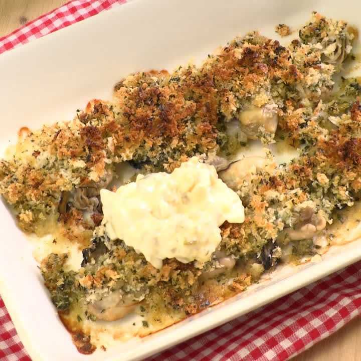 牡蠣の香草パン粉焼き