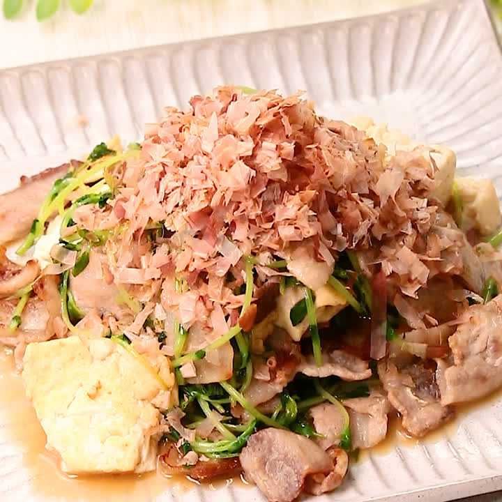 豆腐と豆苗のチャンプルー