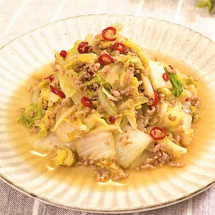 豚ひき肉と白菜のそぼろ炒め