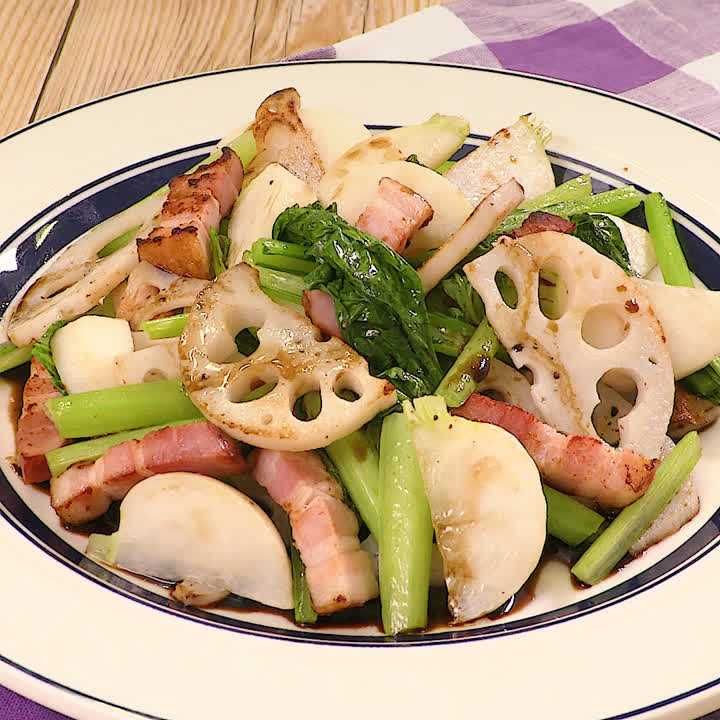 小松菜と根菜のホットサラダ