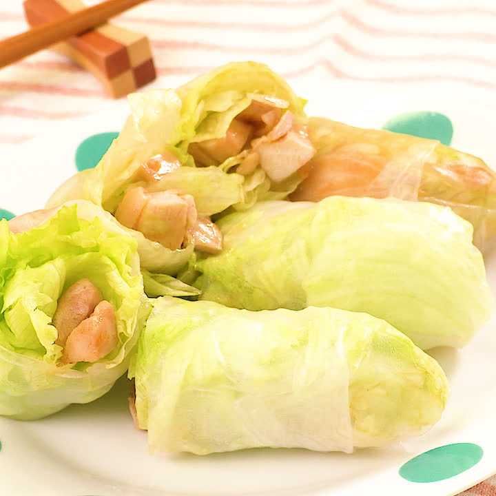 レタスと鶏肉の生春巻き