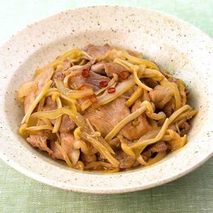 「豚肉とえのきの甘辛炒め」のレシピ動画