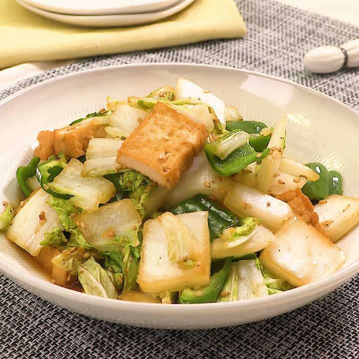 厚揚げと白菜のスタミナ炒め