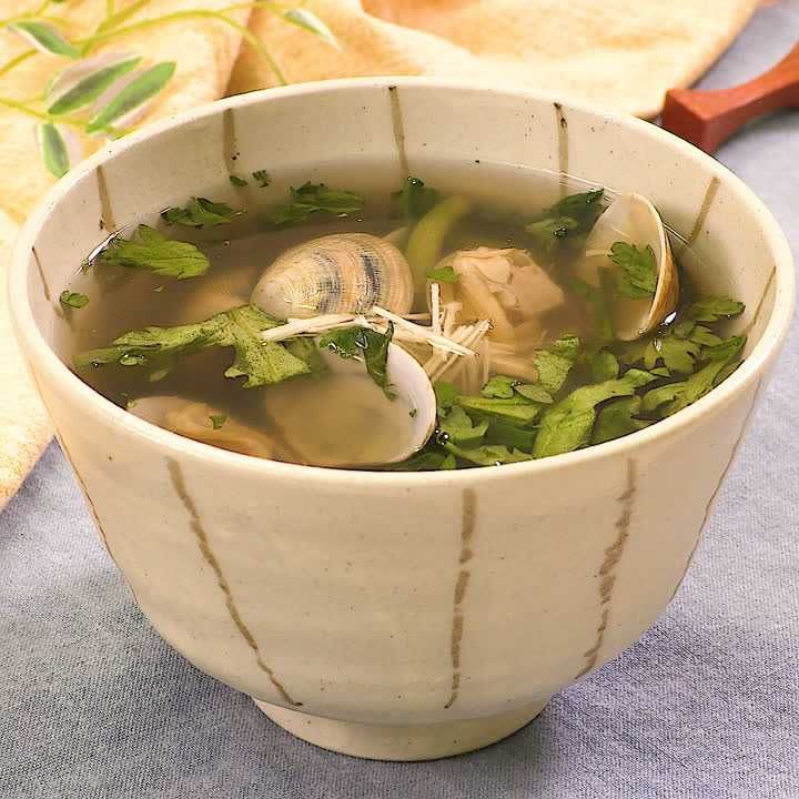 あさりと春菊の和風スープ