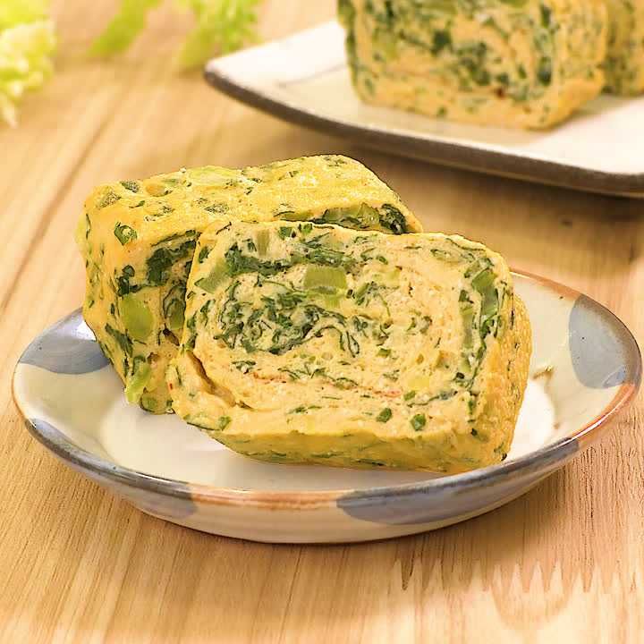 野沢菜と明太子の卵焼き