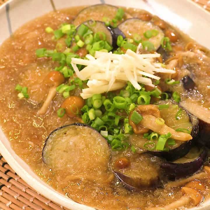 ナスの揚げ出しなめこおろし