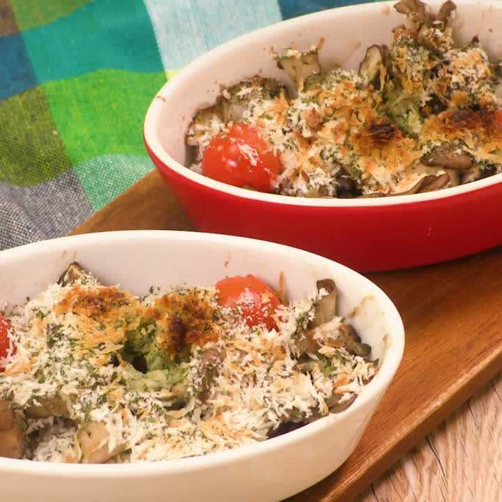 まいたけのガーリックパン粉焼き