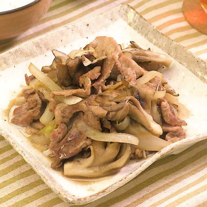 まいたけと豚肉の生姜味噌炒め