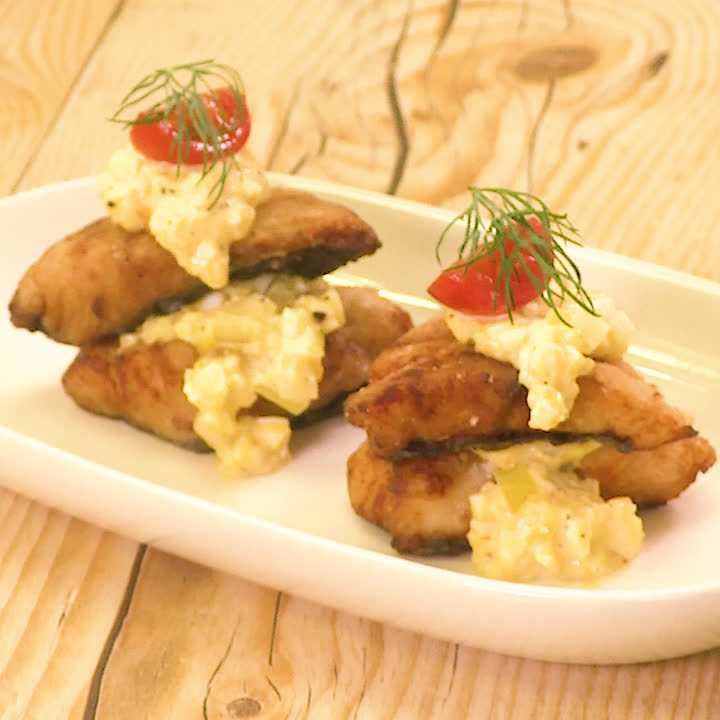 さわらの唐揚げ　タルタル重ね