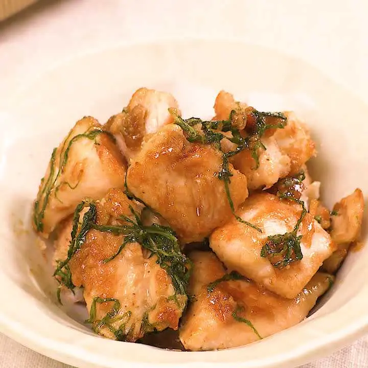 ささみと大葉のゴマポン酢炒め