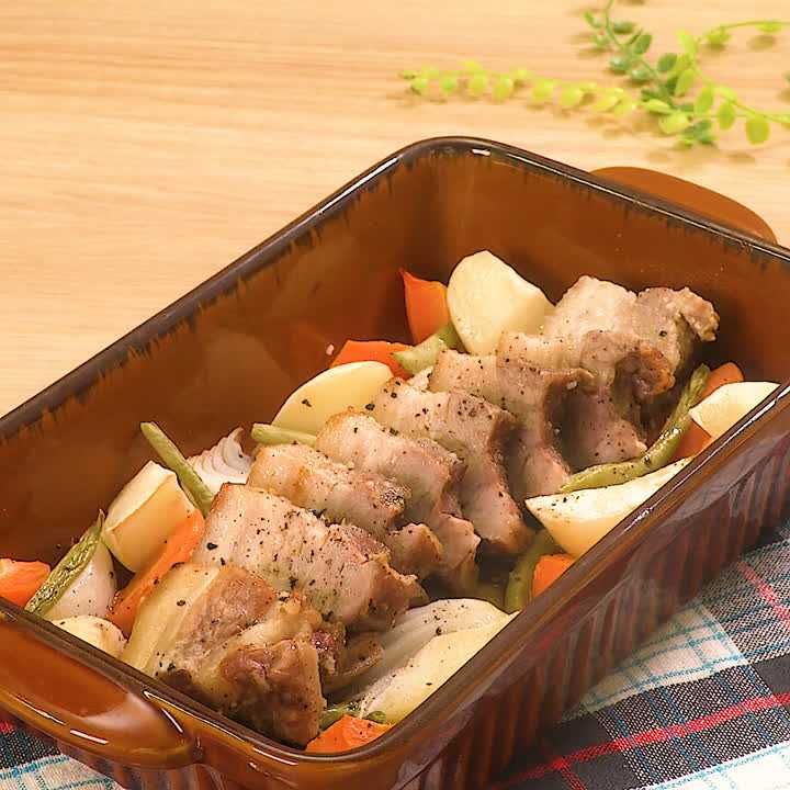 豚バラブロック肉のオーブン焼き