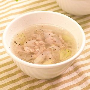 「ねぎとひき肉のスープ」のレシピ動画