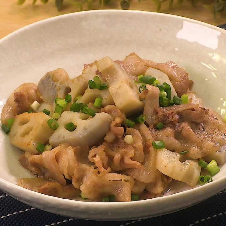 れんこんと豚肉のみそマヨ炒め