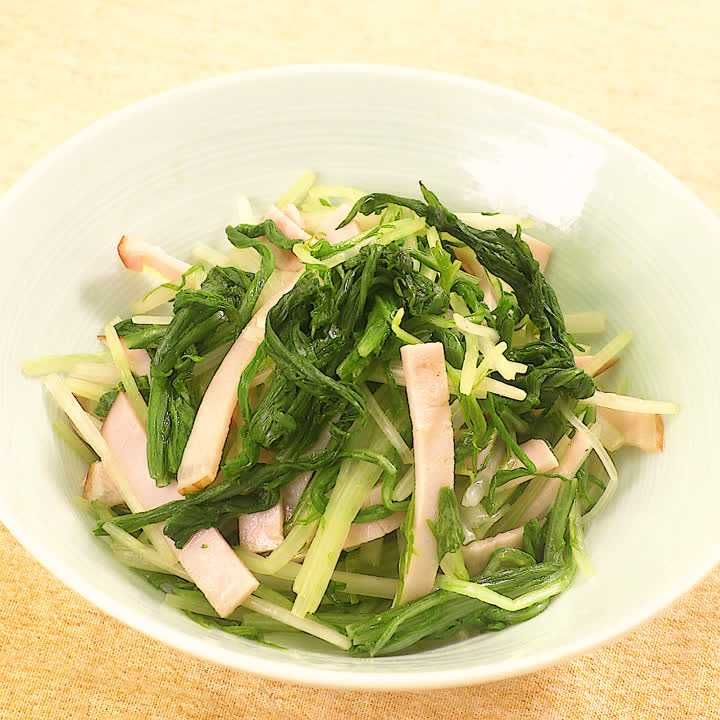 水菜とハムのからし和え