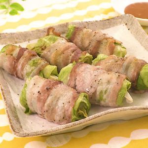 「肉巻きレタスのオイマヨソース」のレシピ動画