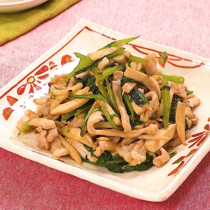 春菊とエリンギの中華炒め