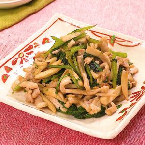 春菊とエリンギの中華炒め