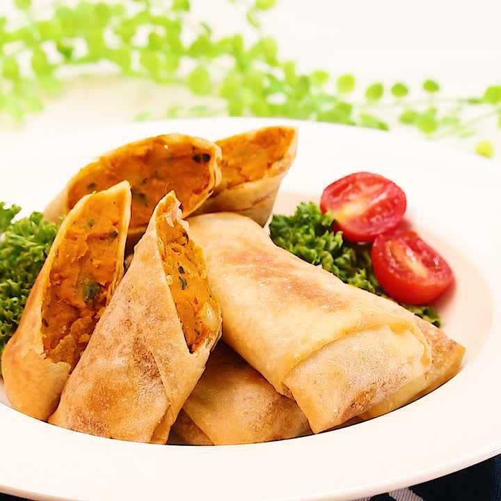 かぼちゃと鮭のカレー春巻き