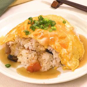 「お煮しめあんかけ和風オムライス」のレシピ動画