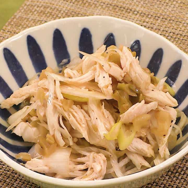 ねぎとささみのザーサイ和え