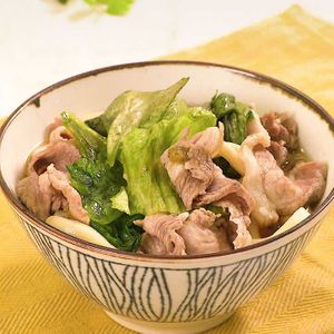「豚レタスうどん」のレシピ動画