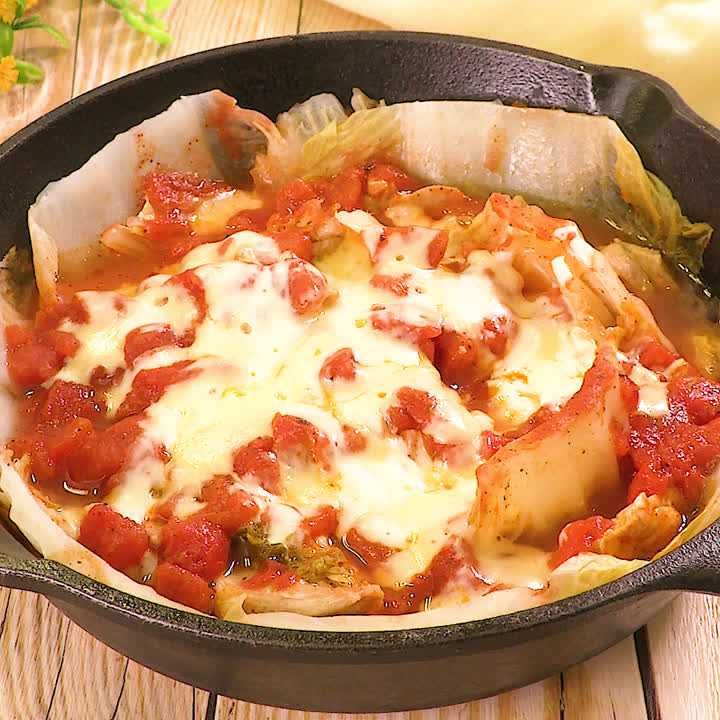 白菜のトマトチーズ蒸し