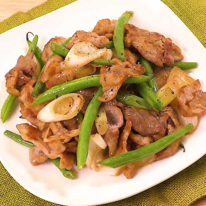 豚肉といんげんの甘辛炒め