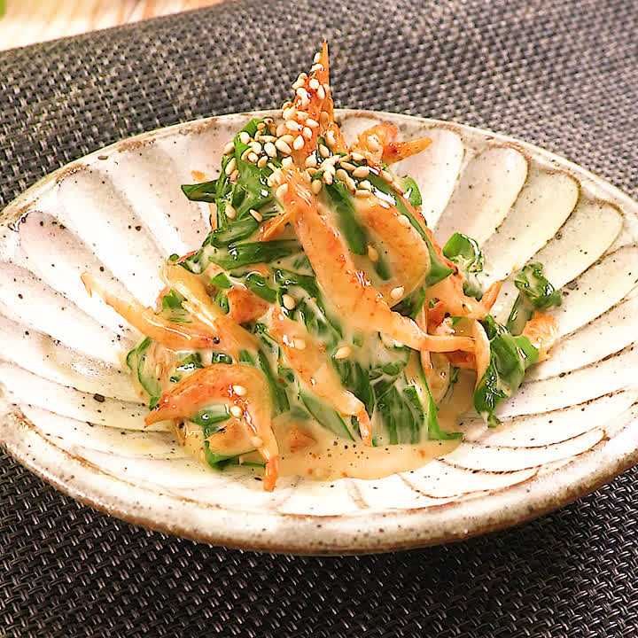 にらと桜エビのマヨしょうゆあえ