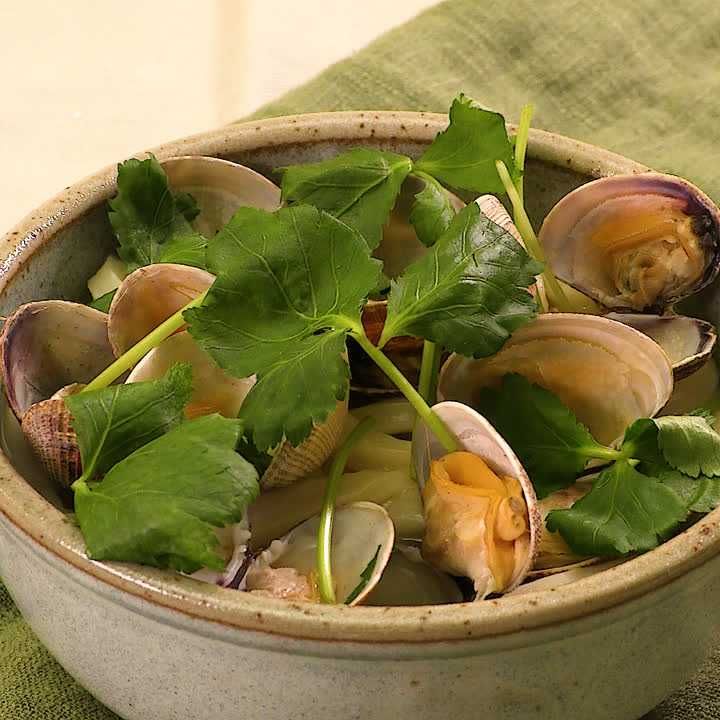 三つ葉とあさりのおうどん