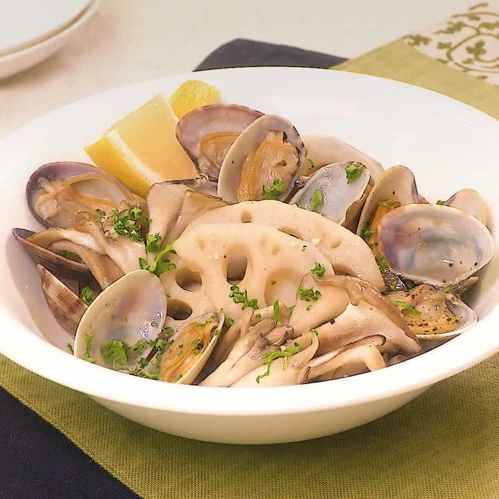 あさりとれんこんのガーリック炒め