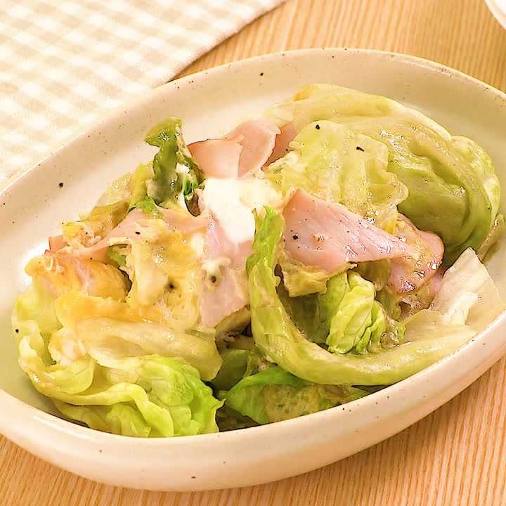 ハムとレタスのふんわり卵