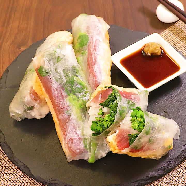 菜の花の彩り生春巻き
