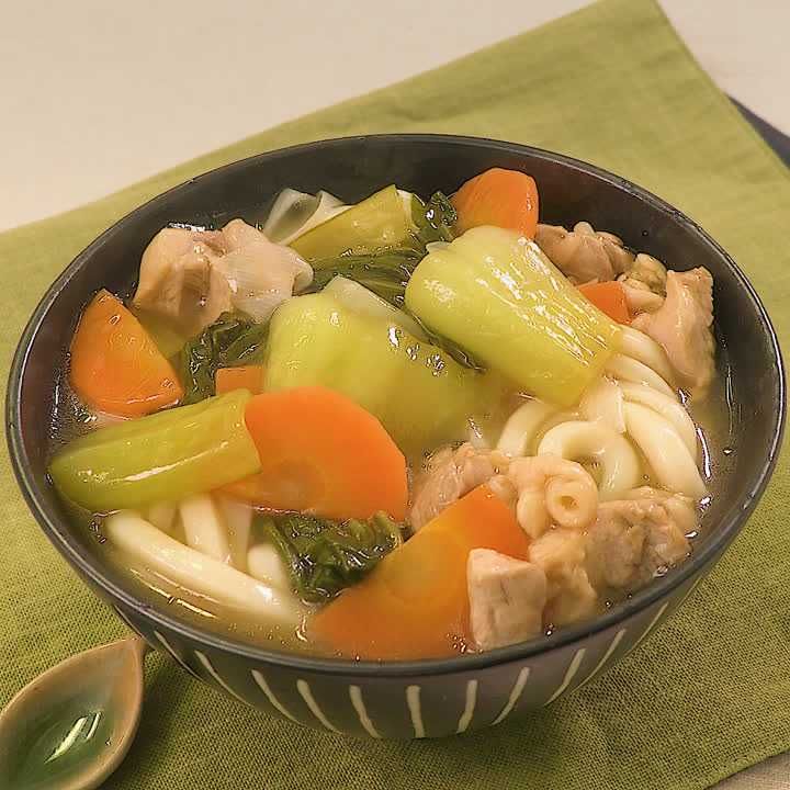 チンゲン菜のあんかけうどん