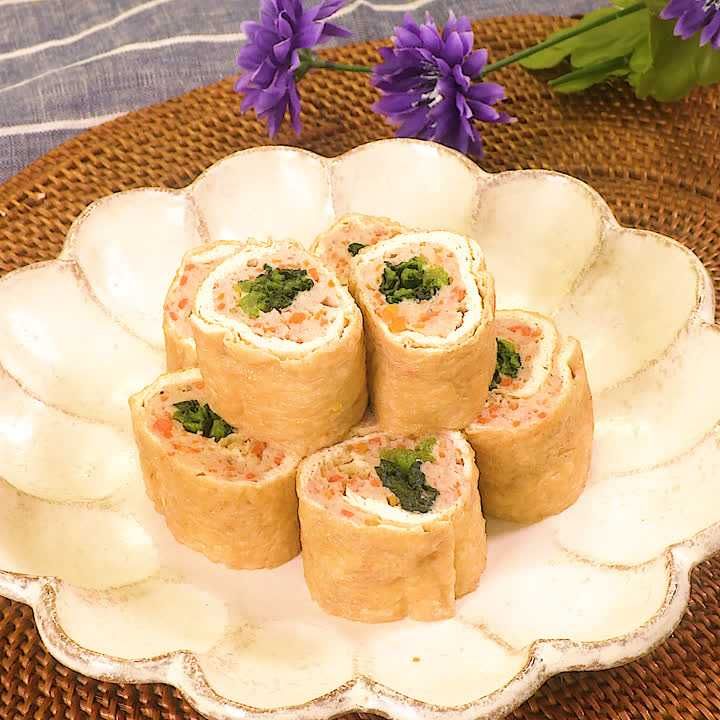 小松菜と鶏ひき肉の信田巻き