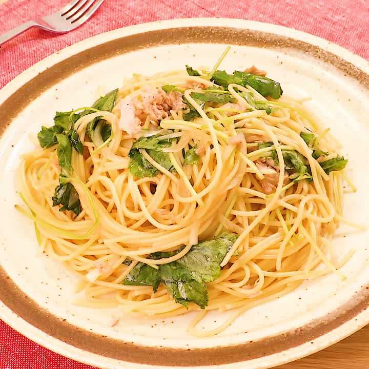 みつばとツナの和風パスタ