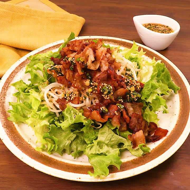 豚バラ甘酢ねぎだれサラダ