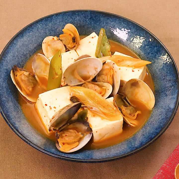 あさりと豆腐のピリ辛煮